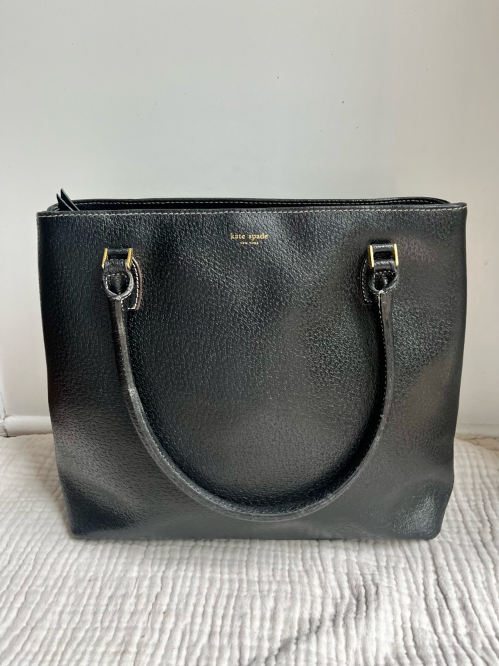 Kate Spade Vintage Y2K Black Leather Sam Handbag Purse Made in Italy